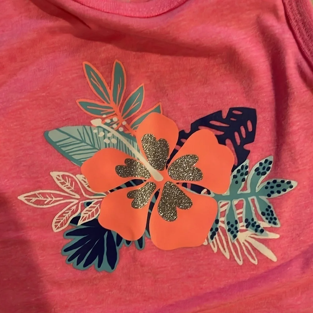 💕 Mix & Match 3 / $15 NWT Cat & Jack Girls  Pink Hawaiian Flower Tank Top